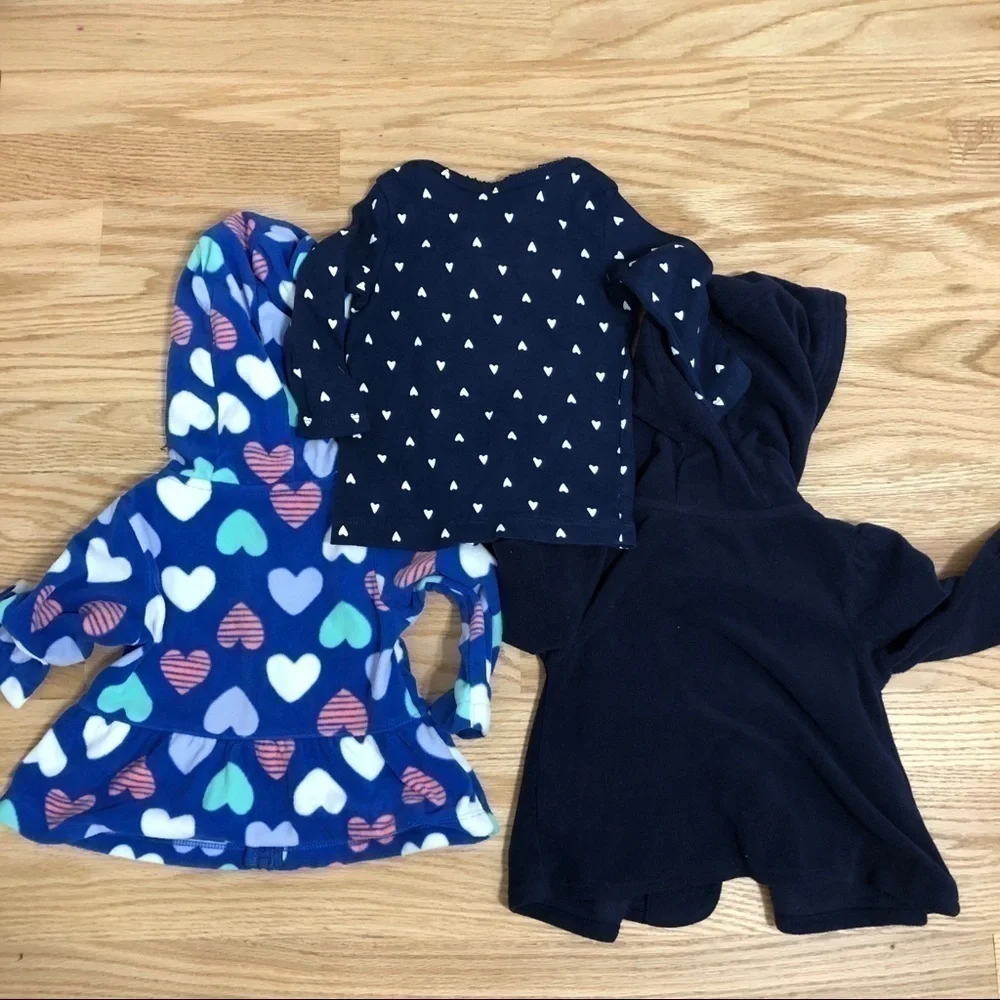 Carter’s Top Bundle 9 months Fleece Sweatshirts Hi Hearts Blue Hooded
